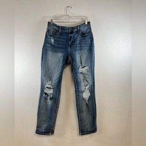 Judy Blue BoyFriend Fit Distressed Denim Jeans Size 15/32